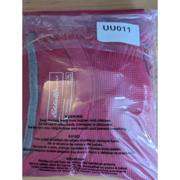 Eddie Bauer Black Lab Red Long Sleeve Crew Neck Waffle Thermal Mens TXL Shirt - Picture 10 of 10